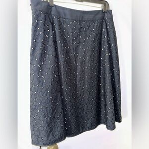 Size 14 Black Eyelet Lace Skirt with Pink Lining